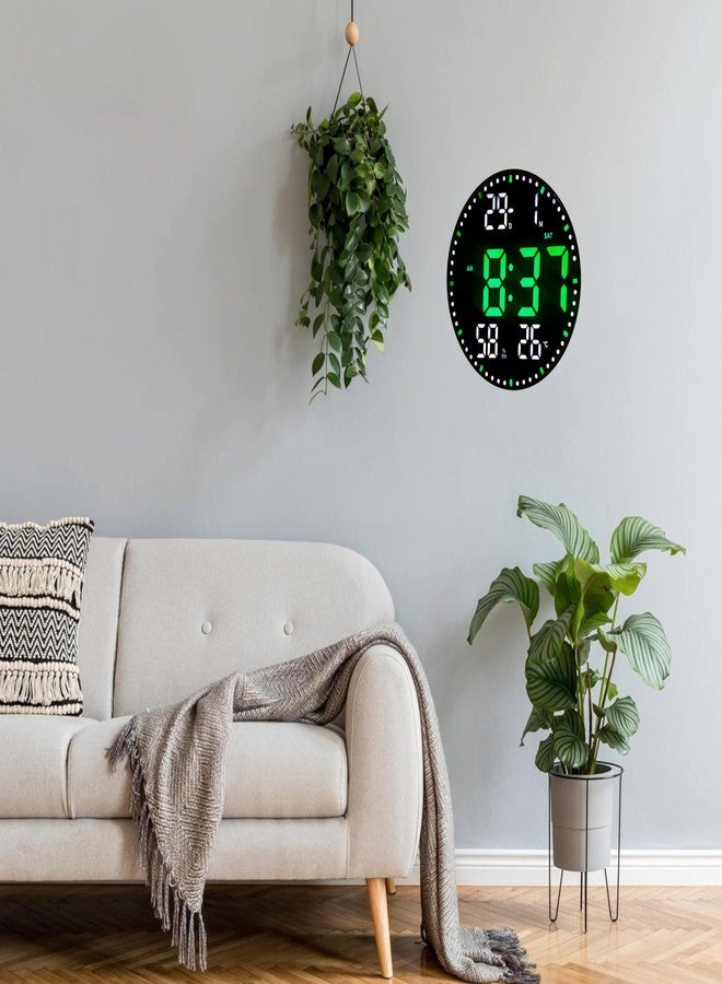 De'rons 10" Plastic Digital Wall Clock with Remote Control & Alarm for Home Décor Office 12/24 Hours Temperature Humidity Date Week Silent Electronic Digital Wall Clock (DC_2560_Green) - Image 4